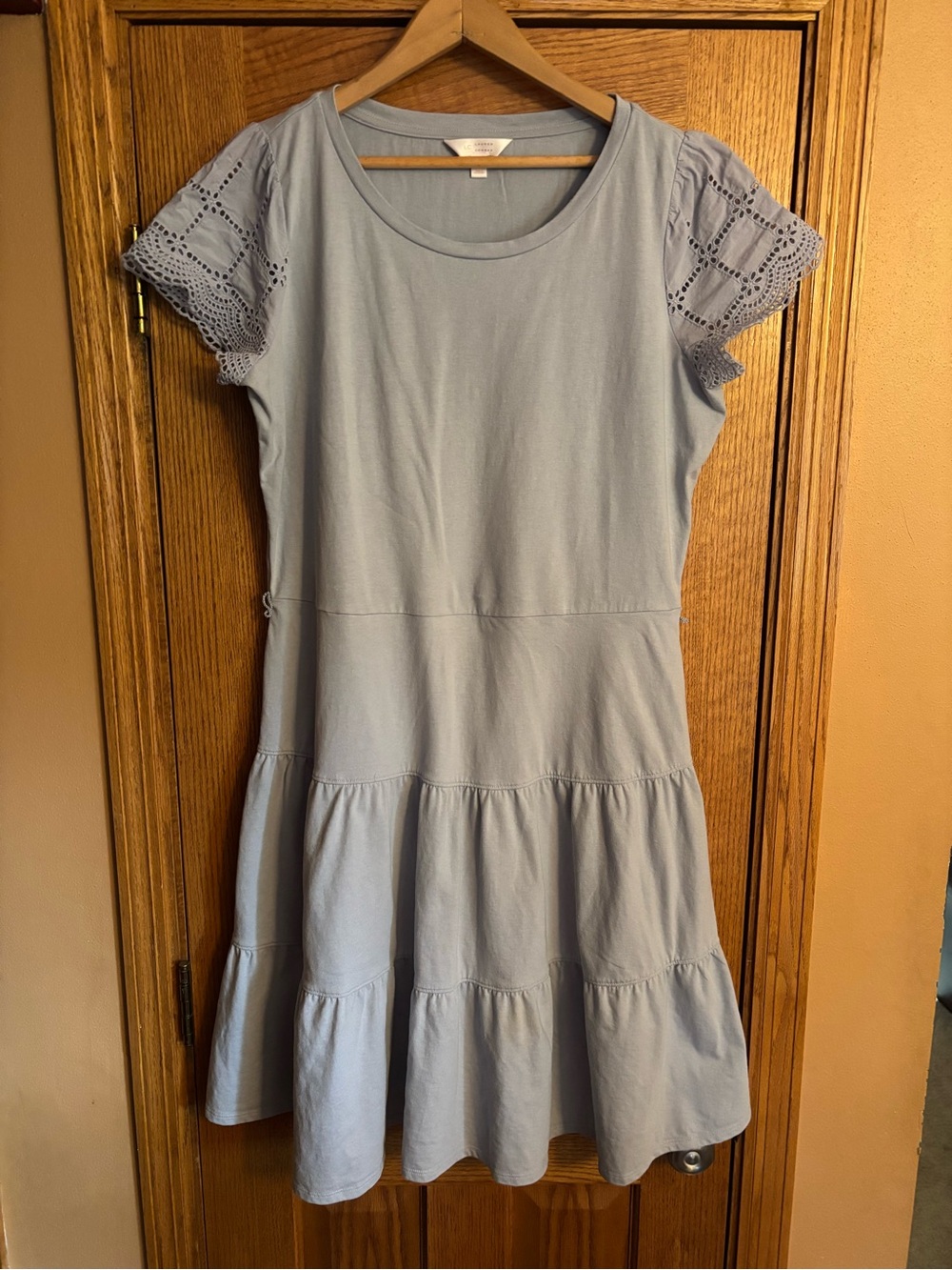 Women’s LC Lauren Conrad Light Blue Intricate Eyelet Short Sleeve T-shirt Dress